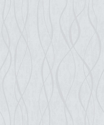 Galerie Special FX Grey Glitter Ribbons Embossed Wallpaper