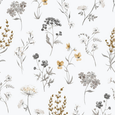 Galerie Spring Blossom Silver Grey Wallpaper