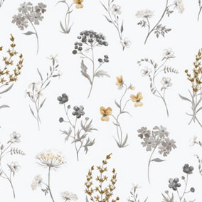 Galerie Spring Blossom Silver Grey Wallpaper