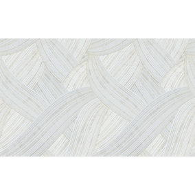 Galerie Stratum Collection Metallic Blue/Beige/Cream Geometric Swirl Lines Double Width Wallpaper Roll