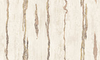 Galerie Stratum Collection Metallic Cream/Beige Vertical Lines Double Width Wallpaper Roll