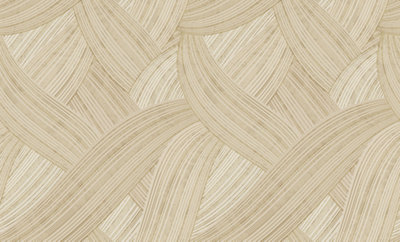 Galerie Stratum Collection Metallic Gold/Cream Geometric Swirl Lines Double Width Wallpaper Roll