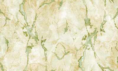 Galerie Stratum Collection Metallic Green/Gold Marmo Marble Effect Double Width Wallpaper Roll