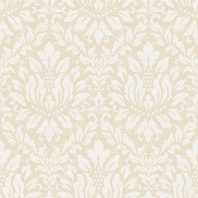 Galerie Stripes And Damask 2 Beige Stitched Damask Smooth A4 Wallpaper Sample