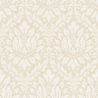 Galerie Stripes And Damask 2 Beige Stitched Damask Smooth Wallpaper