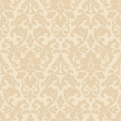 Galerie Stripes And Damask 2 Beige Velvet Damask Smooth Wallpaper