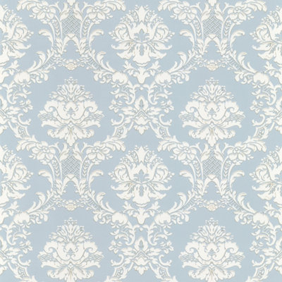 Galerie Stripes And Damask 2 Blue Damask Document Smooth Wallpaper