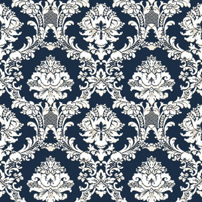 Galerie Stripes And Damask 2 Blue Damask Document Smooth Wallpaper