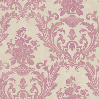 Galerie Stripes And Damask 2 Pink Sari With Texture Smooth Wallpaper