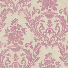 Galerie Stripes And Damask 2 Pink Sari With Texture Smooth Wallpaper