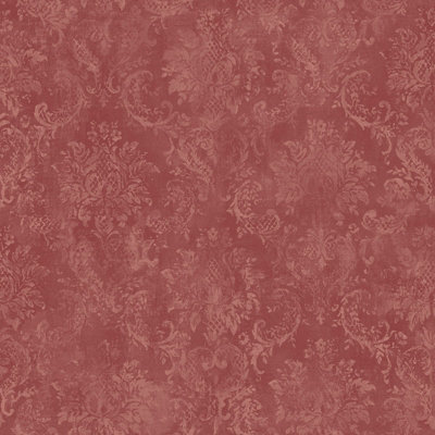 Galerie Stripes And Damask 2 Red Canvas Damask Smooth A4 Wallpaper Sample