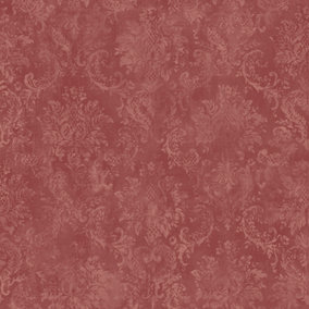 Galerie Stripes And Damask 2 Red Canvas Damask Smooth Wallpaper