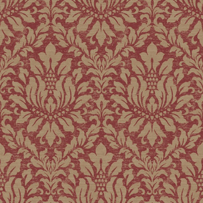 Galerie Stripes And Damask 2 Red Stitched Damask Smooth Wallpaper