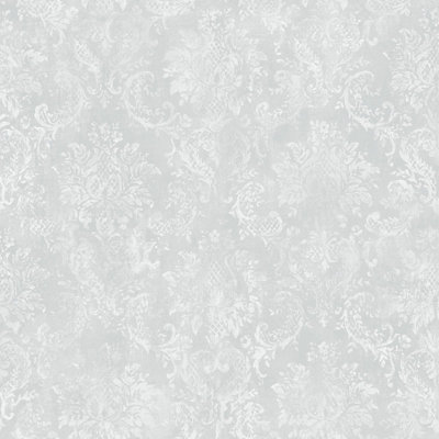 Galerie Stripes And Damask 2 Silver Grey Canvas Damask Smooth A4 Wallpaper Sample