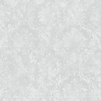 Galerie Stripes And Damask 2 Silver Grey Canvas Damask Smooth Wallpaper