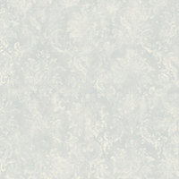 Galerie Stripes And Damask 2 Silver Grey Canvas Damask Smooth Wallpaper