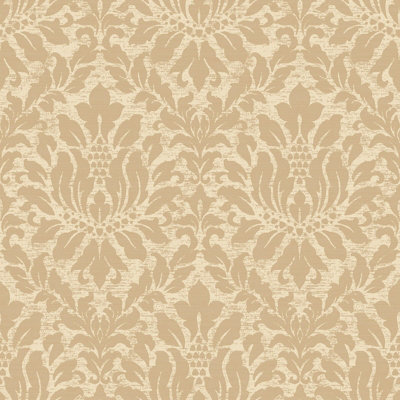Galerie Stripes And Damask 2 Yellow Gold Stitched Damask Smooth A4 Wallpaper Sample