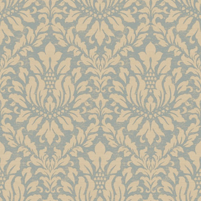 Galerie Stripes And Damask 2 Yellow Gold Stitched Damask Smooth Wallpaper