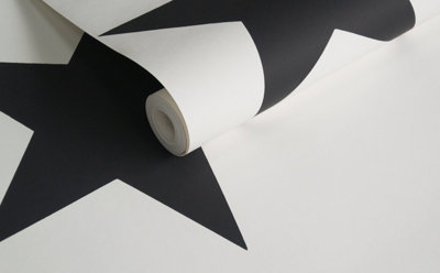 Galerie Style Sisters Double Star Black Cream SS21254 A4 Wallpaper Sample