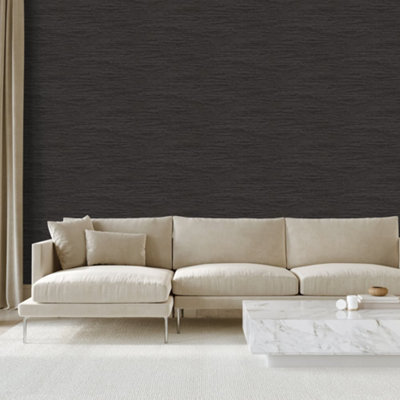 Galerie Style Sisters Grasscloth Black Cream SS21252 Wallpaper