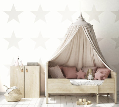 Galerie Style Sisters Single Star Pearl White Cream SS21247 A4 Wallpaper Sample