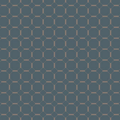Galerie Ted Baker Eden Blue Geometric Chestnut Wallpaper Roll