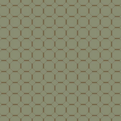 Galerie Ted Baker Eden Green Geometric Chestnut Wallpaper Roll