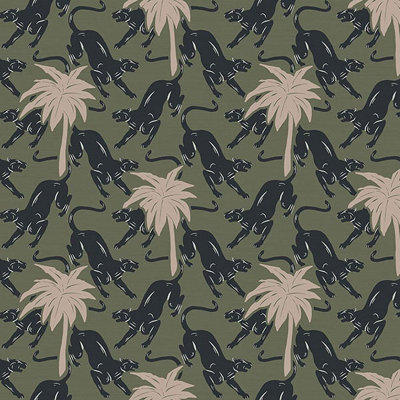 Galerie Ted Baker Eden Green Jaguar and Trees Wallpaper Roll