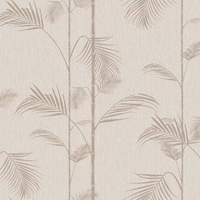 Galerie Ted Baker Eden Pink Carmel Bamboo Leaf Wallpaper Roll