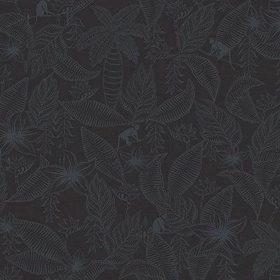 Galerie Ted Baker Fantasia Black Monflo Leaf Wallpaper Roll