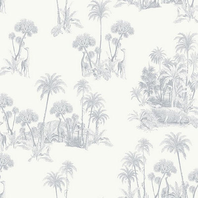 Galerie Ted Baker Fantasia Blue Laurel Safari Tree Wallpaper Roll