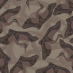 Galerie Ted Baker Fantasia Bronze/Brown Cranes Wallpaper Roll