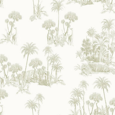 Galerie Ted Baker Fantasia Green Laurel Safari Tree Wallpaper Roll