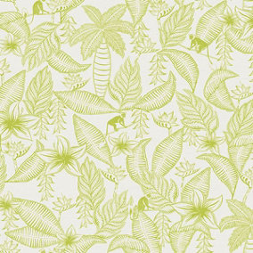 Galerie Ted Baker Fantasia Lime Green Monflo Leaf Wallpaper Roll