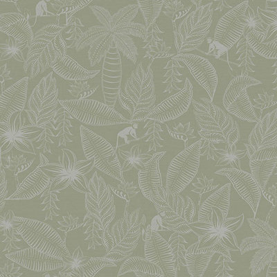 Galerie Ted Baker Fantasia Sage Green Monflo Leaf Wallpaper Roll