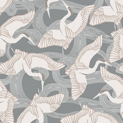 Galerie Ted Baker Fantasia Silver/Grey Cranes Wallpaper Roll