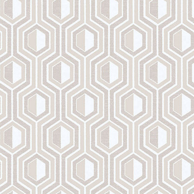 Galerie Tempo beige white geometric smooth wallpaper | DIY at B&Q