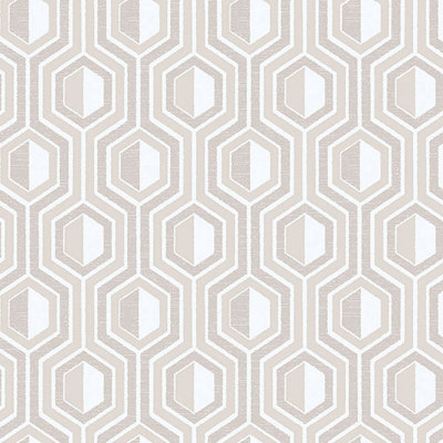 Galerie Tempo beige white geometric smooth wallpaper