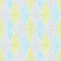 Galerie Tempo blue green grey abstract leaf smooth wallpaper