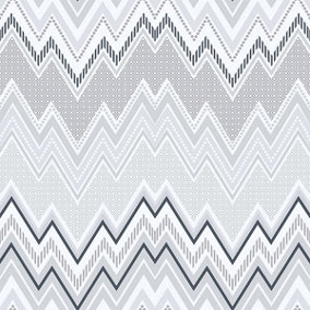 Galerie Tempo grey black white chevron smooth wallpaper