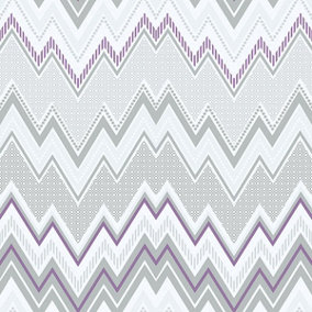 Galerie Tempo grey purple white chevron smooth wallpaper