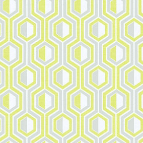 Galerie Tempo grey yellow white geometric smooth wallpaper