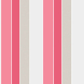 Galerie Tempo red pink grey wide stripe smooth wallpaper