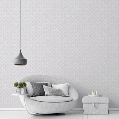 Galerie TexStyle Silver Geometric Block Flock Wallpaper Roll