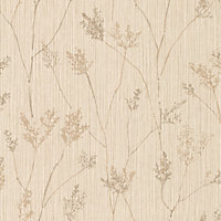 Galerie Texture Style Bronze Brown Flower Silhouette Smooth Wallpaper