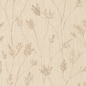 Galerie Texture Style Bronze Brown Flower Silhouette Smooth Wallpaper