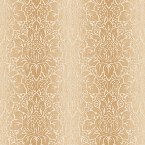 Galerie Texture Style Bronze Brown Leaf Damask Smooth Wallpaper