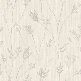 Galerie Texture Style Cream Flower Silhouette Smooth Wallpaper