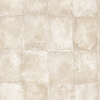 Galerie Texture Style Cream Tile Effect Smooth Wallpaper