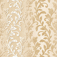 Galerie Texture Style Yellow Gold Bold Leaf Pattern Smooth Wallpaper